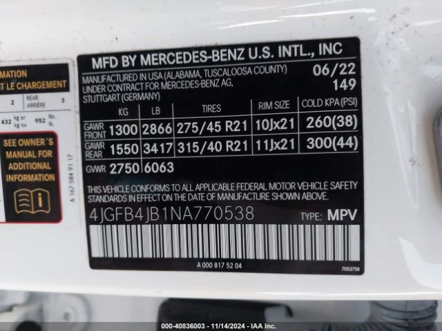 4JGFB4JB1NA770538 Mercedes-Benz GLE 350