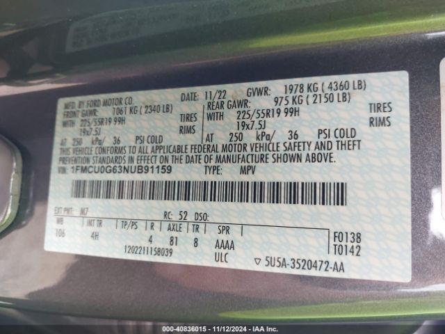 2022 FORD ESCAPE 1FMCU0G63NUB91159 Photo 8