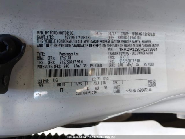 1FADP3J20HL272661 Ford Focus Titanium