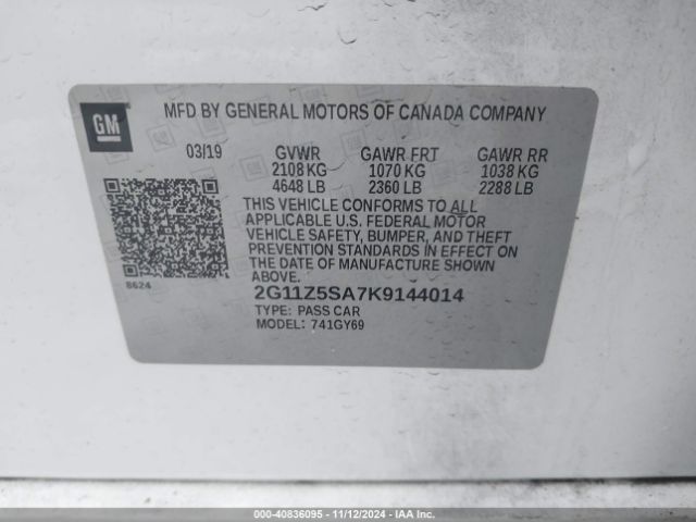 2G11Z5SA7K9144014 Chevrolet IMPALA LT