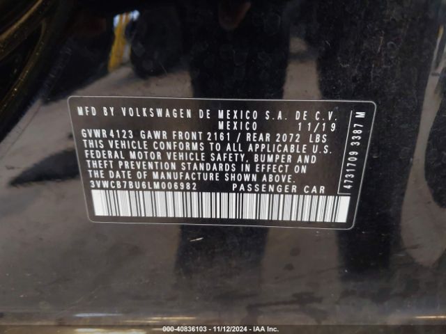 3VWCB7BU6LM006982 Volkswagen Jetta 1.4t R-line/1.4t S/1.4t Se