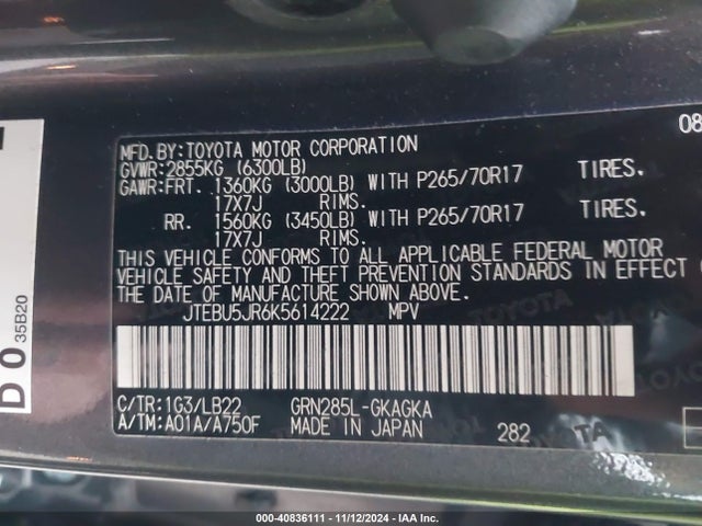 Toyota 4runner Sr5 Premium 2019 JTEBU5JR6K5614222 Image 9