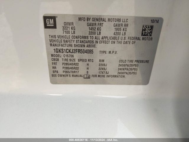 1GKS1CKJ2FR504085 GMC YUKON DENALI