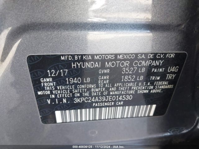 3KPC24A39JE014530 Hyundai ACCENT SE