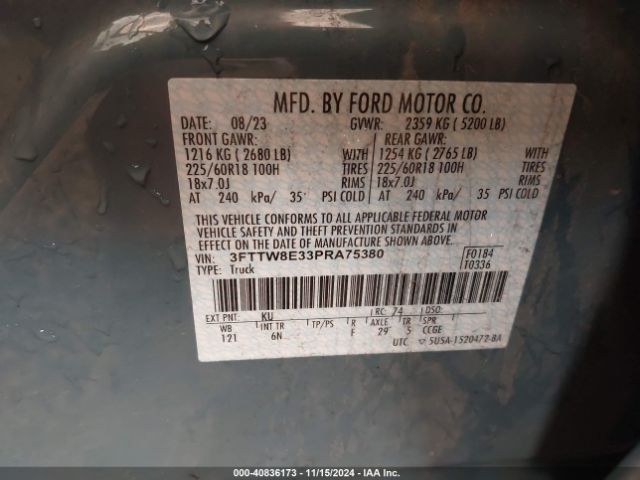3FTTW8E33PRA75380 Ford Maverick Lariat