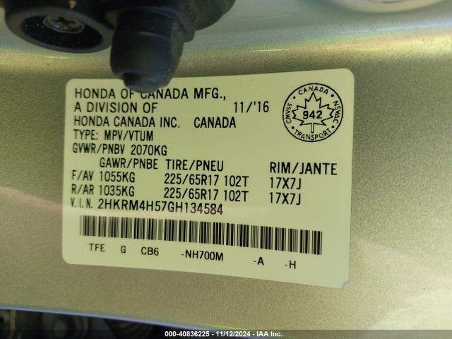 Honda CR-V EX 2016 2HKRM4H57GH134584 Image 9