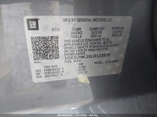 1GKS2HKJXLR123879 GMC Yukon Xl 4wd Denali