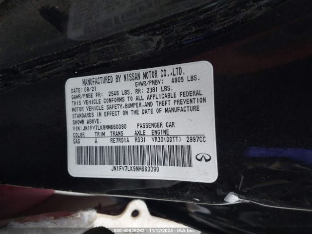 JN1FV7LK9NM660090 Infiniti Q60 Red Sport 400