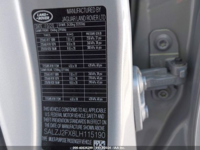 SALZJ2FX8LH115190 Land Rover Range Rover Evoque S