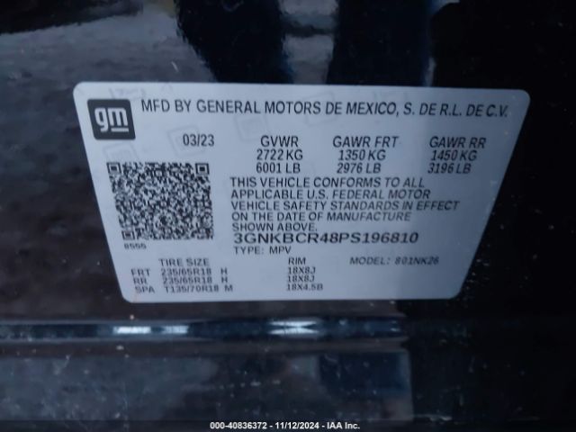 3GNKBCR48PS196810 Chevrolet Blazer Fwd 2lt