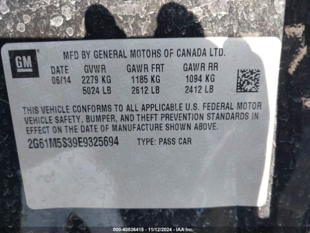 2G61M5S39E9325694 Cadillac XTS LUXURY