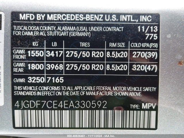 4JGDF7CE4EA330592 Mercedes-Benz Gl 450 4matic