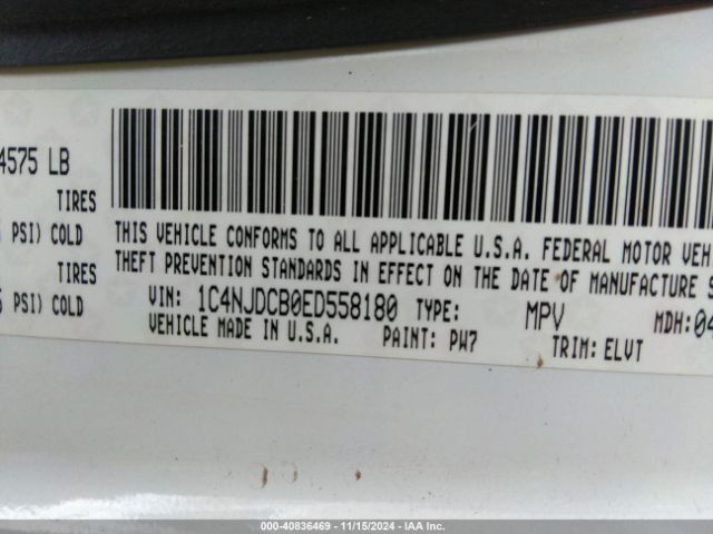 1C4NJDCB0ED558180 Jeep Compass Limited
