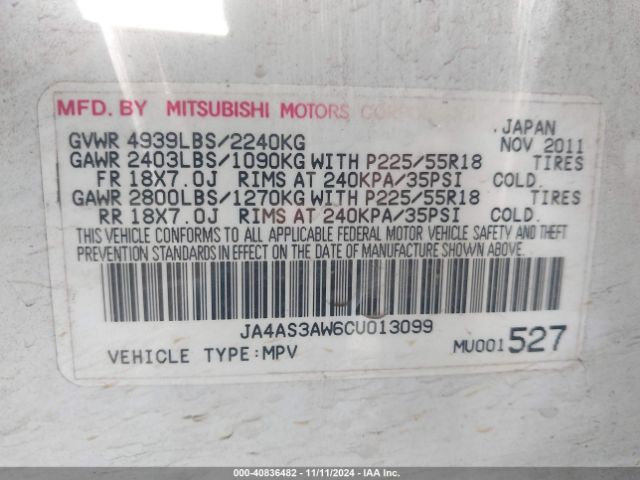 2012 MITSUBISHI OUTLANDER JA4AS3AW6CU013099 Photo 8