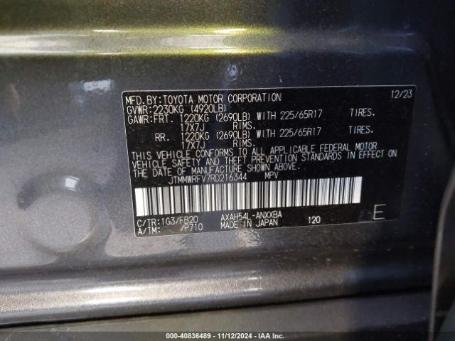JTMMWRFV7RD216344 Toyota Rav4 Hybrid Le