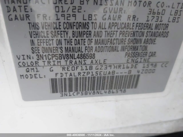 Nissan Kicks S Xtronic Cvt 2022 3N1CP5BV8NL486598 Image 9