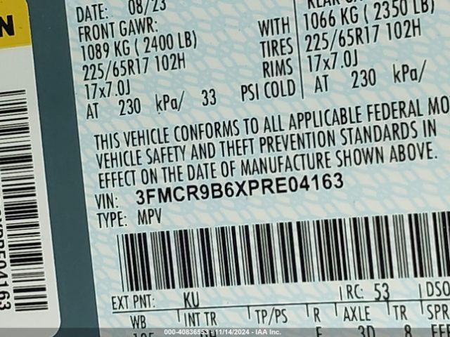 3FMCR9B6XPRE04163 Ford Bronco Sport Big Bend