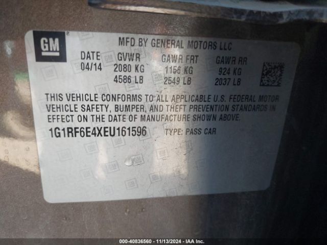 1G1RF6E4XEU161596 Chevrolet Volt