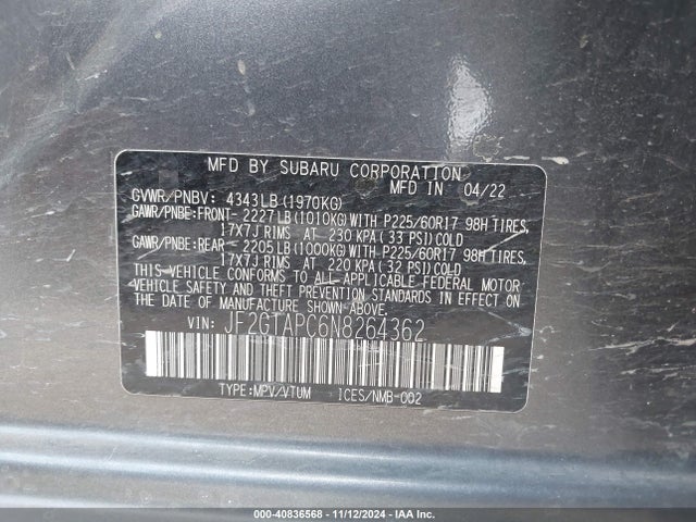 JF2GTAPC6N8264362 Subaru Crosstrek Premium