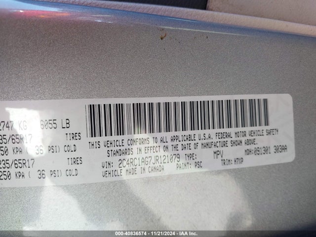 2C4RC1AG7JR121079 Chrysler PACIFICA L