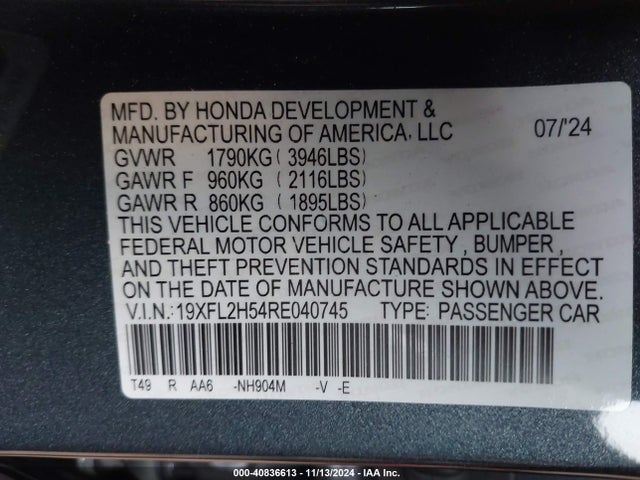 Honda Civic Lx 2024 19XFL2H54RE040745 Image 9