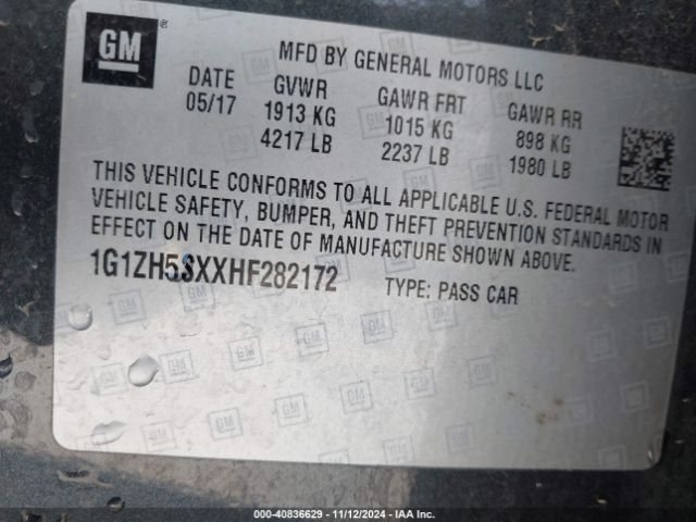 1G1ZH5SXXHF282172 Chevrolet Malibu Premier
