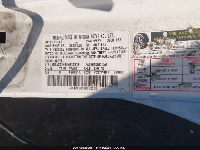 JN1AZ4EH6EM632536 Nissan 370Z