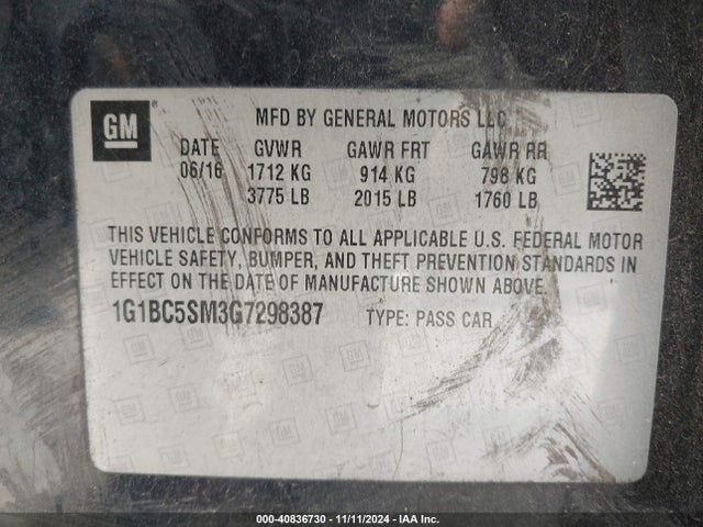 Chevrolet Cruze Ls Auto 2016 1G1BC5SM3G7298387 Image 9