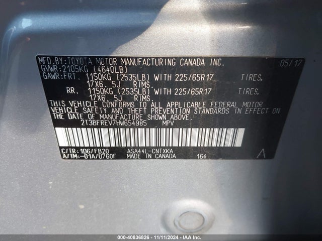 Toyota RAV4 LE 2017 2T3BFREV7HW654985 Image 9