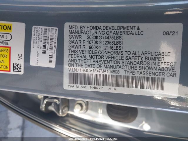 1HGCV1F47MA104808 Honda Accord Sport Special Edition