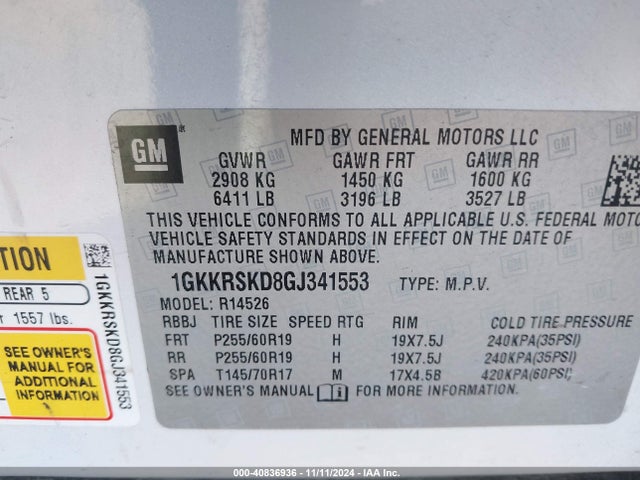 1GKKRSKD8GJ341553 GMC Acadia Slt-2