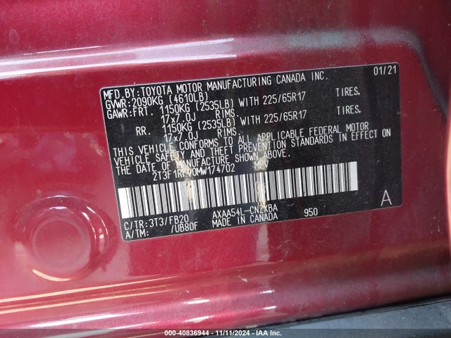 Toyota RAV4 LE 2021 2T3F1RFV0MW174702 Image 9