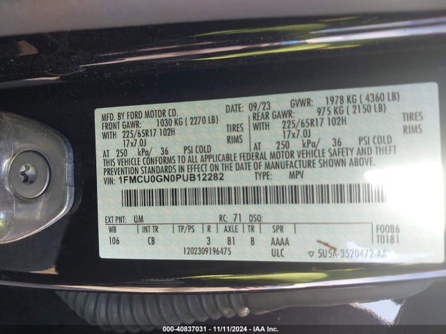 Ford Escape Active 2023 1FMCU0GN0PUB12282 Image 9