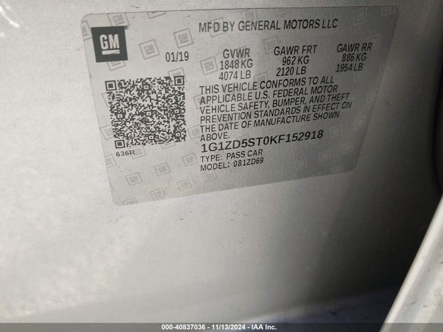 Chevrolet MALIBU LT 2019 1G1ZD5ST0KF152918 Image 9