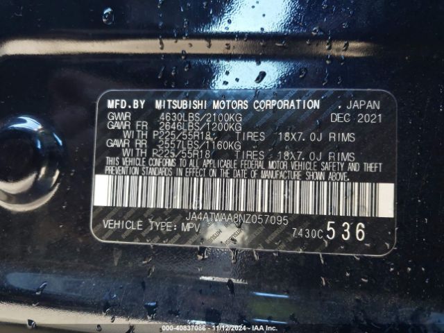 2022 MITSUBISHI ECLIPSE CROSS JA4ATWAA8NZ057095 Photo 8