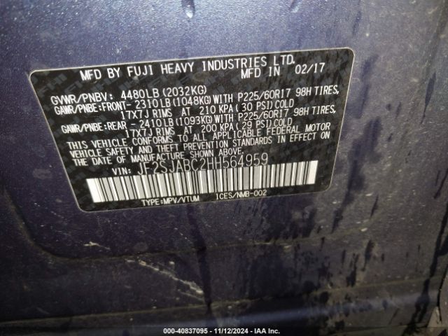 JF2SJABC2HH564959 Subaru Forester 2.5i