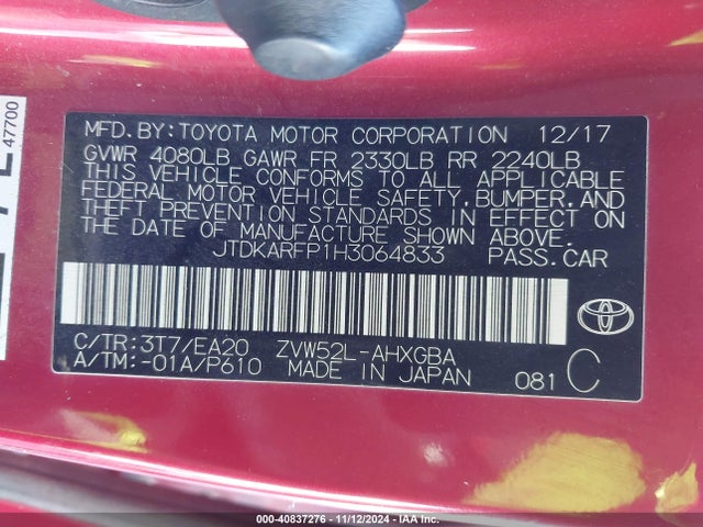 JTDKARFP1H3064833 Toyota PRIUS PRIME