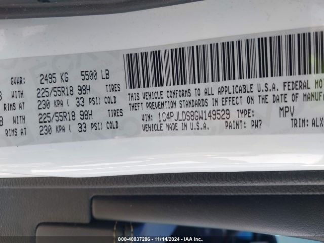 1C4PJLDS8GW149529 Jeep Cherokee Limited