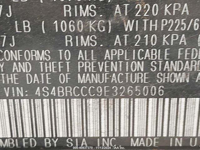 4S4BRCCC9E3265006 Subaru Outback 2.5i Premium