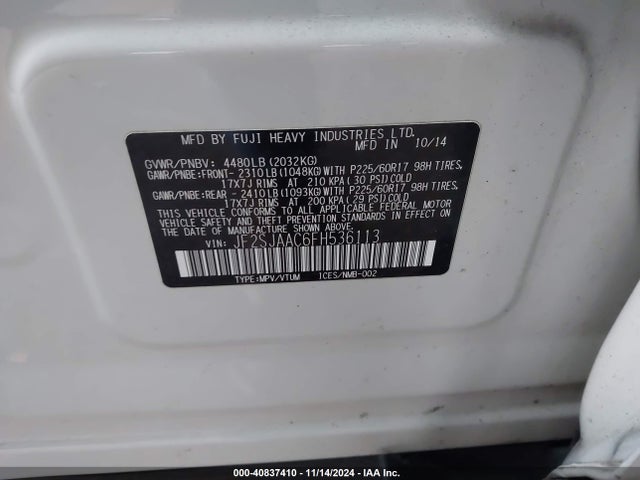 JF2SJAAC6FH536113 Subaru Forester 2.5i