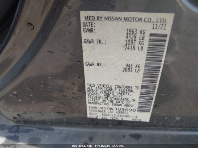 1N4BL4CV7NN309690 Nissan Altima Sr Fwd
