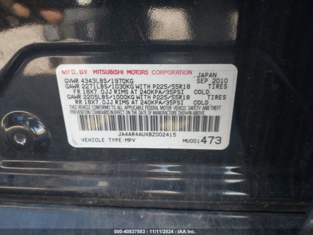 2011 MITSUBISHI OUTLANDER SPORT JA4AR4AUXBZ002415 Photo 8