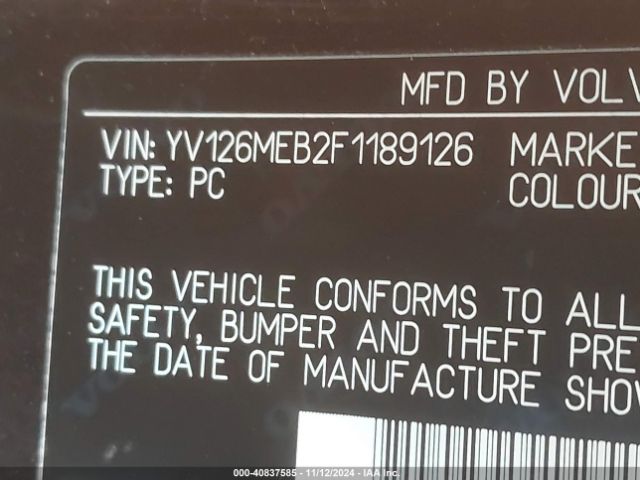 YV126MEB2F1189126 Volvo V60 T5 Premier