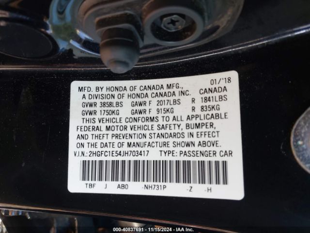 2HGFC1E54JH703417 Honda CIVIC SI