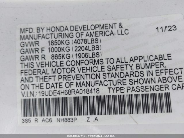 19UDE4H68RA018418 Acura Integra A-spec W/ Technology