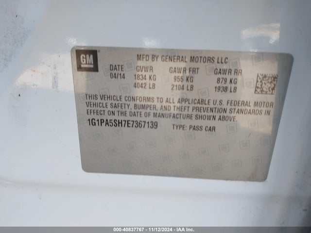 Chevrolet Cruze Ls Auto 2014 1G1PA5SH7E7367139 Image 9