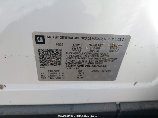 2020 CHEVROLET EQUINOX 3GNAXNEV5LS679544 Photo 8