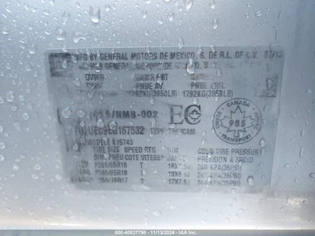 3GTU2UEC9EG167532 GMC Sierra 1500 Sle