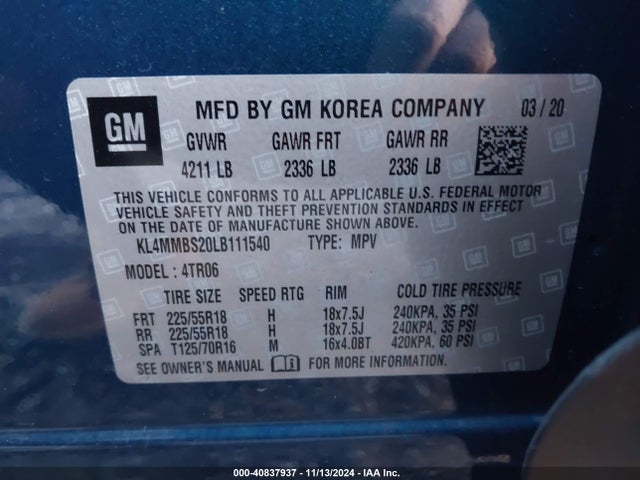 KL4MMBS20LB111540 Buick Encore Gx Fwd Preferred