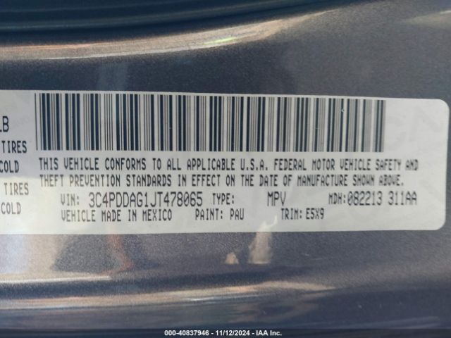 3C4PDDAG1JT478065 Dodge Journey Se Awd